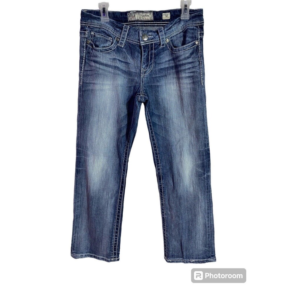 BKE Jeans Womens 30S Blue Payton Boot Cut Low Rise Western Stitch‎ Faded Denim
